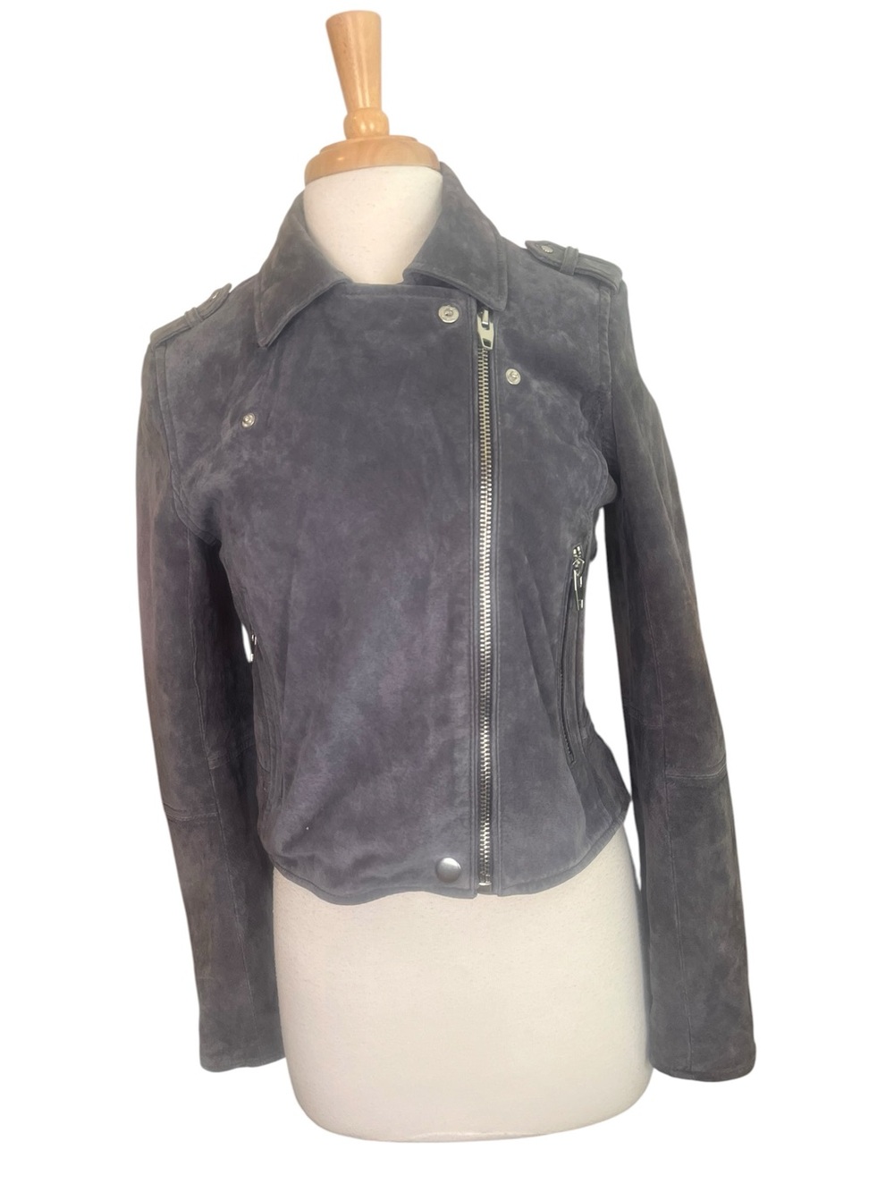 Suede Biker Jacket Womens Medium Cropped Streetwear Moto C&C California - Picture 3 of 13